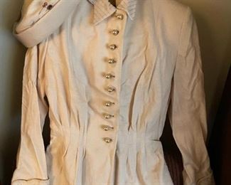 Stunning, High Fashion 1940/50's Wool, "Honeymoon Dress" -- Belted, Skirt Suit w/Nip Waist & Matching Hat-Awesome!