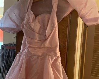 1940/50's Froth Pink Halter Prom Dress w/Sheer Matching Bolero--Can I have this dance?