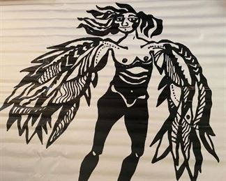 1970's Don Drumm--"Icarus" --Similar to Beasties Series-- Same Image on both sides--Two-Sided Vinyl Poster? Wall Art? Art Show Banner? Large (approx.) 5' x 5' --seems to be RARE! Maybe the only one ever!