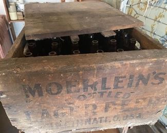 "MOERLEIN'S Bottled Lager Beer @ Cincinnati, O. USA" Completely Full of Original (empty) Bottles! But Lids are still attached!