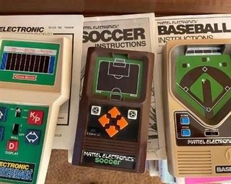 1980's? Early Electronic, Hand-held, Sports Games!!! Baseball, Football/Quarterback & Soccer --All include an Instructions Booklet