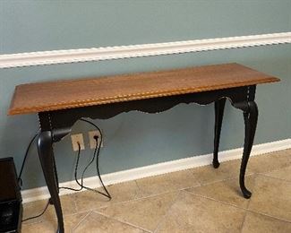 #3 Black distress painted legs with natural top Sofa Table - 51.5x16x30 $ 60.00