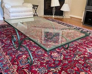#15 "Modern Black Patina Iron and Glass Top Coffee Table - 52""x30""x17"" (Heavy)" $ 200.00