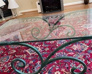 #15 "Modern Black Patina Iron and Glass Top Coffee Table - 52""x30""x17"" (Heavy)" $ 200.00