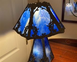 #30 "Stained Glass and Metal Electric Lamp - 18""x14""(shade)" $ 100.00