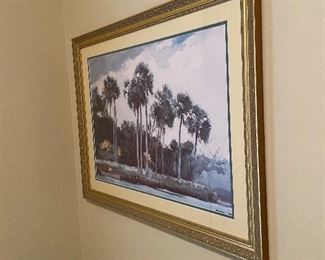 #26 "Gold Framed Palm Trees - Signed watercolor. 35""x27""" $ 125.00
