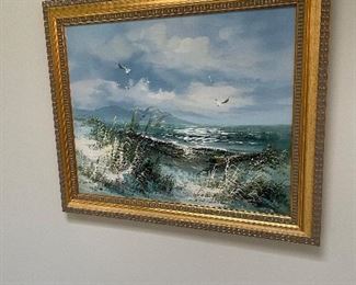 #43 Gold Framed Fishing Boat Painting - Signed Thomas - 16.5x20 $ 75.00