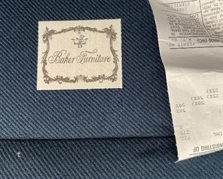 #41 "Navy Blue Carved Wood Arm Chair and Ottoman - 42x27.5x29(23"" seat depth) ottoman 27.5x20" $ 200.00