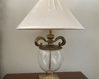 #45 "Glass and Brass Bedside Lamp - 27""x19""" $ 120.00