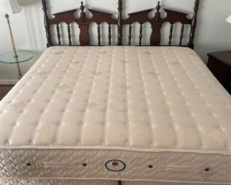 #52 Mahogany Carved Wood King Headboard and Metal Frame $ 150.00