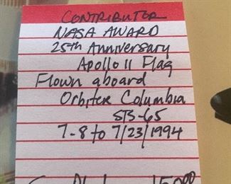 #86 Contributor NASA Award 25th Anniversary Apolo 11 Flag $ 150.00