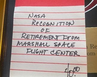 #87 NASA Recognition of Retirement Marshall Space Flight Center $ 40.00