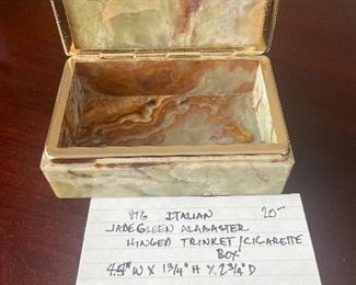 #83 Vintage Italian Jade Green Alabaster Hinged Trinket/Cigarette Box $ 20.00
