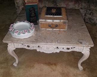 Solid marble square coffee table 