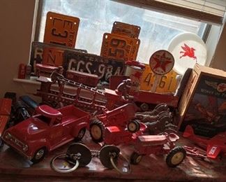 Vintage oil and gas collectibles, vintage toys