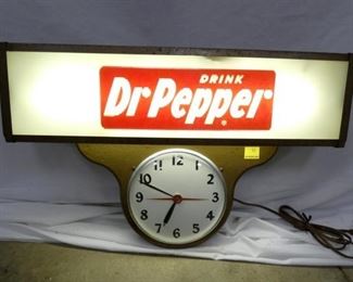 LIGHTED DR. PEPPER CLOCK 26X17