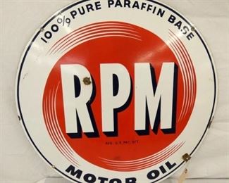 28IN PORC. DS RPM MOTOR OIL SIGN