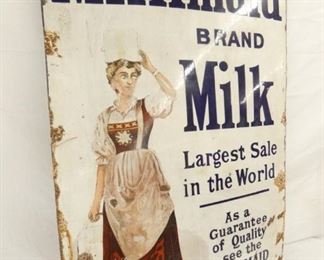 VIEW 5 32X49 MILKMAID MILK PORC. SIGN