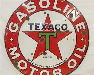 42IN DS PORC. TEXACO GASOLINE SIGN