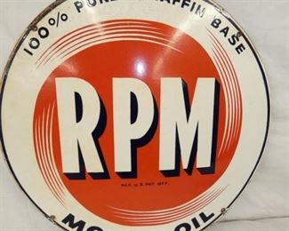 23IN PORC. RPM MOTOR OIL SIGN