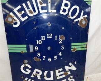 RARE PORC. JEWEL BOX NEON CLOCK SIGN
