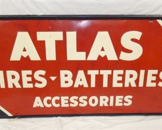 EMB. 1946 ATLAS TIRES BATTERIES SIGN