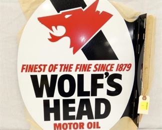 17X22 NOS WOLF'S HEAD FLANGE SIGN 