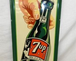RARE EMB. VERTICAL FRESH UP 7-UP SIGN