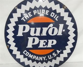 RARE 26IN PORC. DS PUROL PEP SIGN