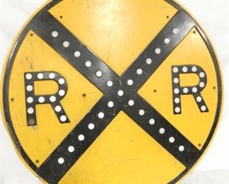 EARLY 36IN RR CROSSING SIGN W/ CAT EYES