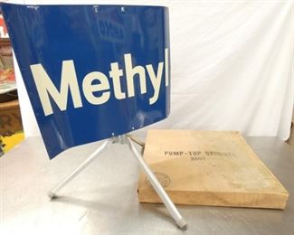 NOS METHYL PUMP TOP SPINNER SIGN