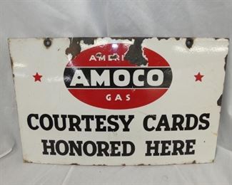 DS PORC. AMOCO COURTESTY CARDS SIGN
