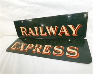 VIEW 3 2PC. RAILWAY EXPRESS SIGN