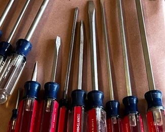 Multiple sets of craftsman screwdrivers and socket Drivers