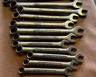 Multiple sets of craftsman sockets and wrenches in both metric and standard sizes