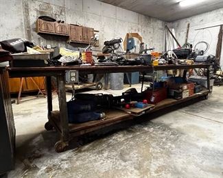 12’ x 2’ double Decker utility table with electric hook ups