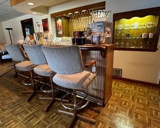 The bar area...stools, glasses and more