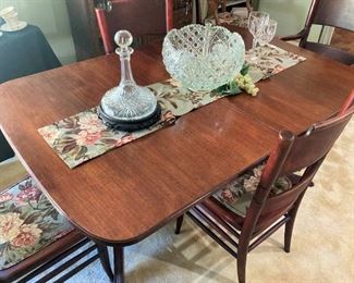 3 leg-2 pedestal dining table; dining chairs