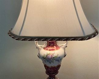 Vintage lamp with corded trim shade
