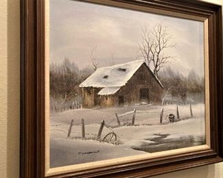 Country barn scene by Artist P. Woodville