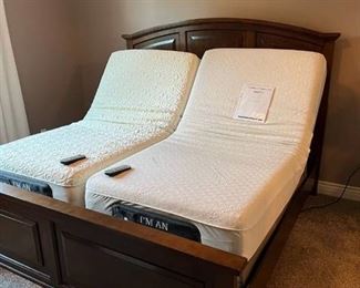 Tempur-pedic split king adjustable bed with headboard footboard massage and heat