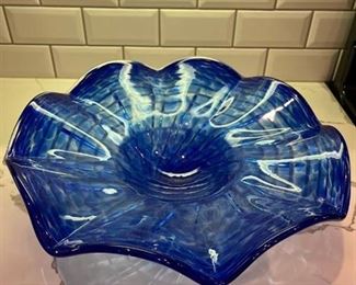 Lovely blue bowl made in the Czech Republic 16 in diameter