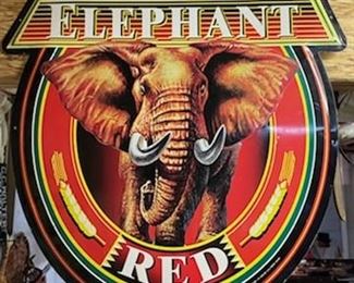 Vintage tin sign, for Elephant Red beer, brewed by Carlsberg Breweries, Copenhagen.