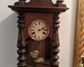 Vintage R. A. Vienna walnut regulator wall clock.