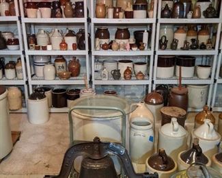 LARGE "Southern Belle" bell on base, by C. S. Bell Co., Tiffin OH and more of the outstanding glazed earthenware collection.