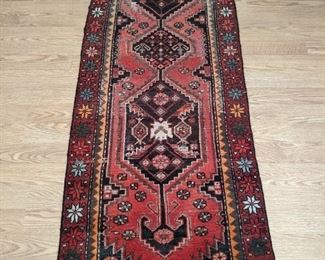 Vintage hand-woven Persian Mahal runner, 100% wool face, measures 3' 2" x 9' 4".