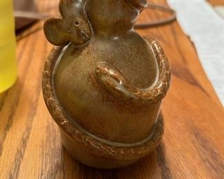 Snake & mouse glazed pottery vase, 2004, by J. R Cooper, of Cooper Pottery,  Canton, GA.