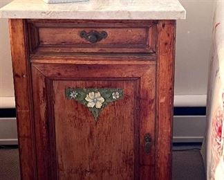 Vtg. hand painted table w/marble top