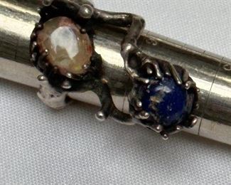 Brutalist two stone ring