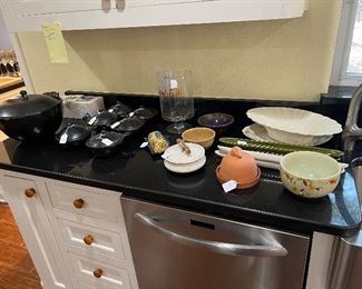 Black set on the left is a cool La Chamba  black clay set from Columbia!